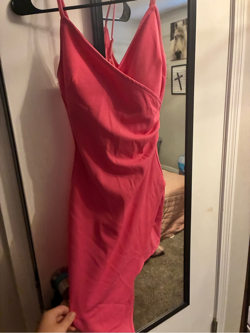 Women’s Pink Spaghetti-Strap Wrap Dress